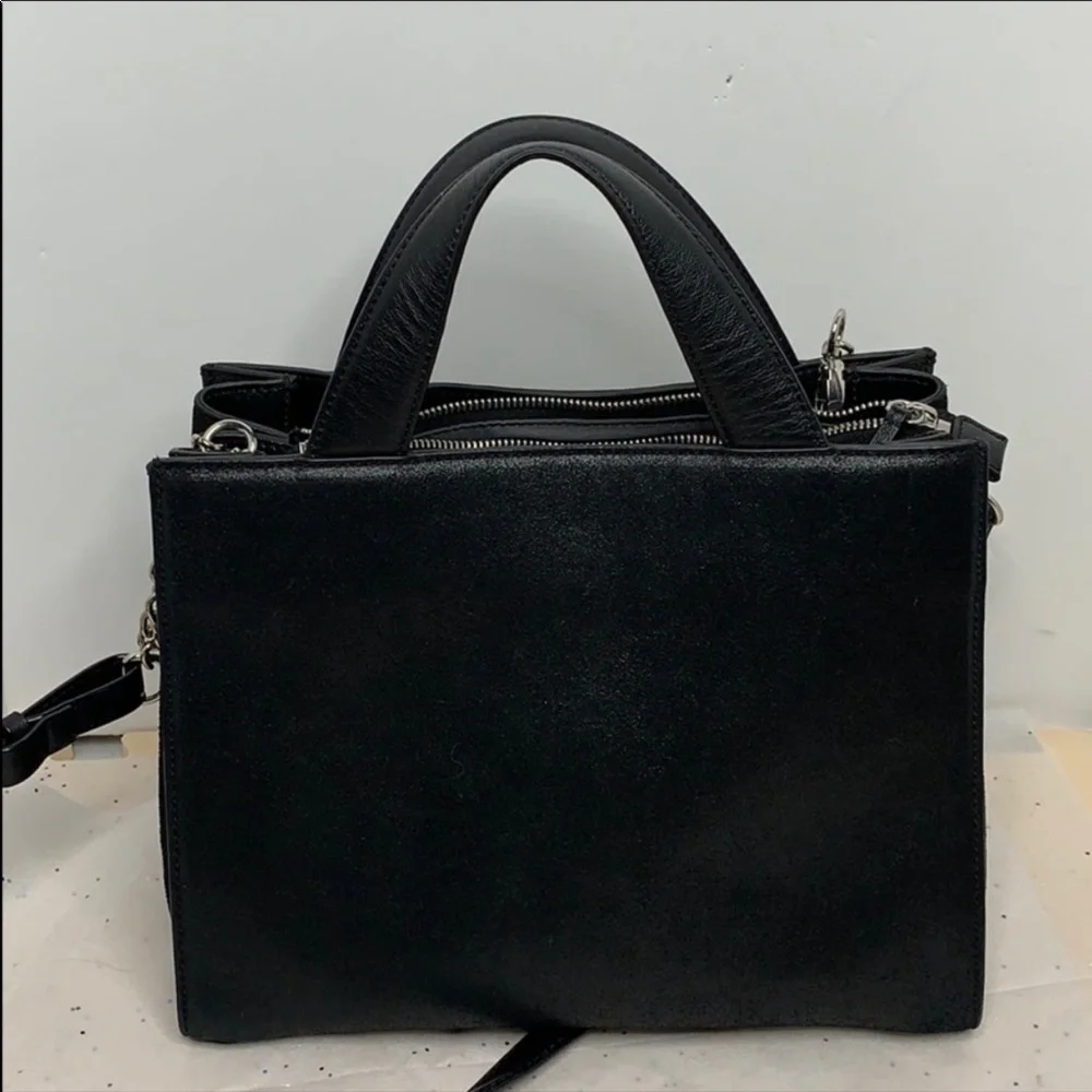 Treasure & Bond Accordion  Black Leather Satchel